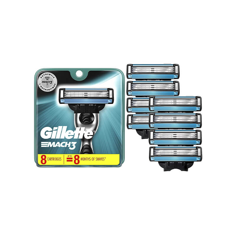 Gillette Mach3 Razor Refills for Men, 8 Razor Blade Refills